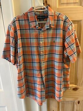 Ralph Lauren Men’s Plaid Short‑Sleeve Button‑Down Shirt - XXL